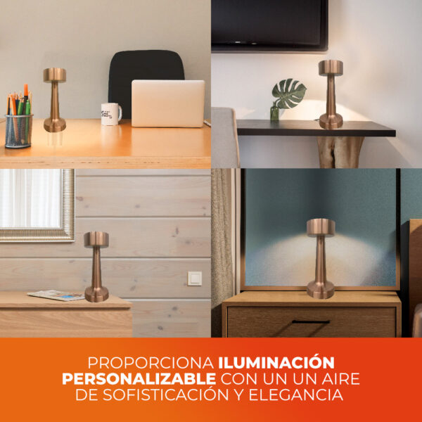 Lámpara de Mesa LED 3 W Portátil, Recargable, Luz Blanca Ajustable y Atenuable Táctil - Imagen 2
