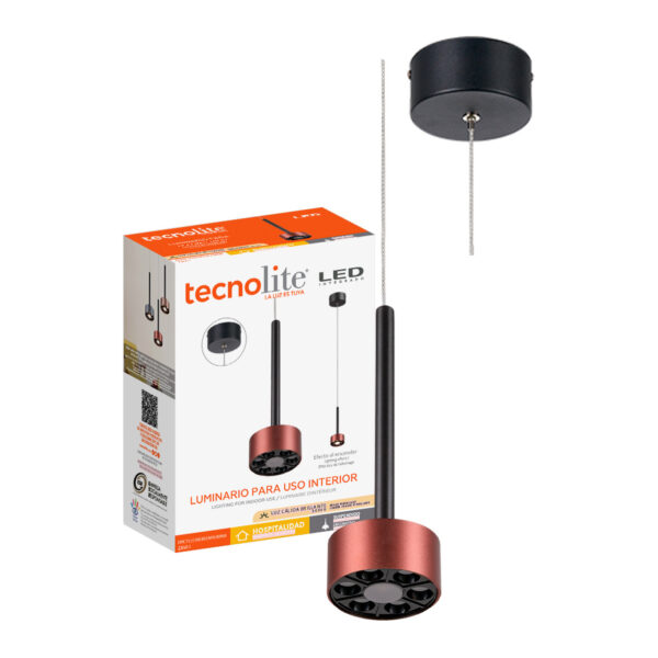 |LAMP-COLG. ZAVI I 9W, 100-277V, 490LM, 3000K NGRO/ROSE GOLD - Imagen 2