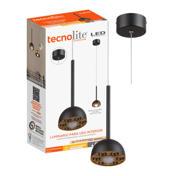 LAMP-COLG. ZAV II I 9W, 100-277V, 500LM, 3000K NGRO/DRO - Imagen 3