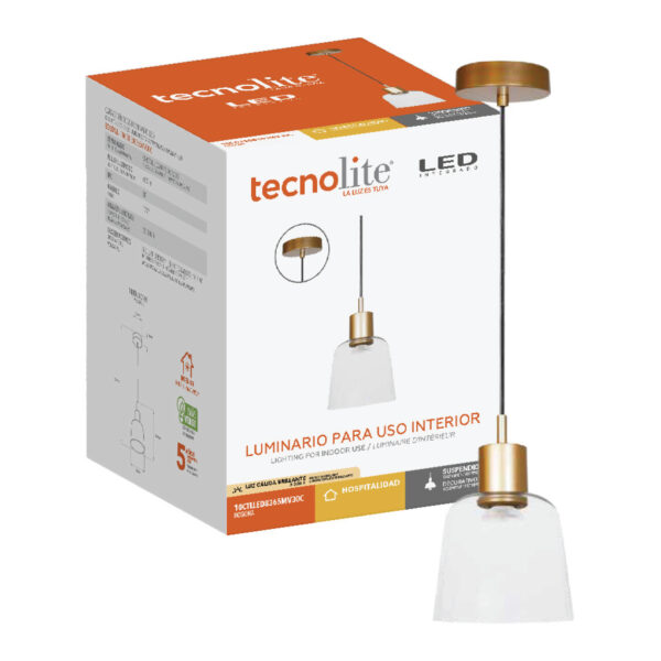LAMP-COLG. 10.5W, 100-240V, 650LM, 30K DRO/CRISTAL - Imagen 3