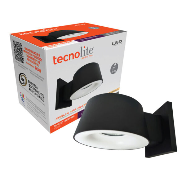 LAMP-MURO. EXTERIOR, VEGG 10W, 100-240, 700LM, IP54 NGRO - Imagen 3