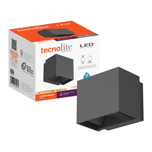 LAMP-MURO. EXTERIOR, PIRQA10W, 100-240V, 800LM, 30K, IP65 NGRO - Imagen 3