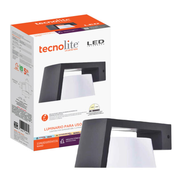 LAMP-MURO. EXTERIOR WAND 11W, 127V, 950LM, 58MM, IP44 GRIS OSC. - Imagen 3