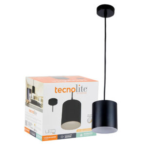 LUMINARIA COLGANTE LED 12W 127V NEGRA