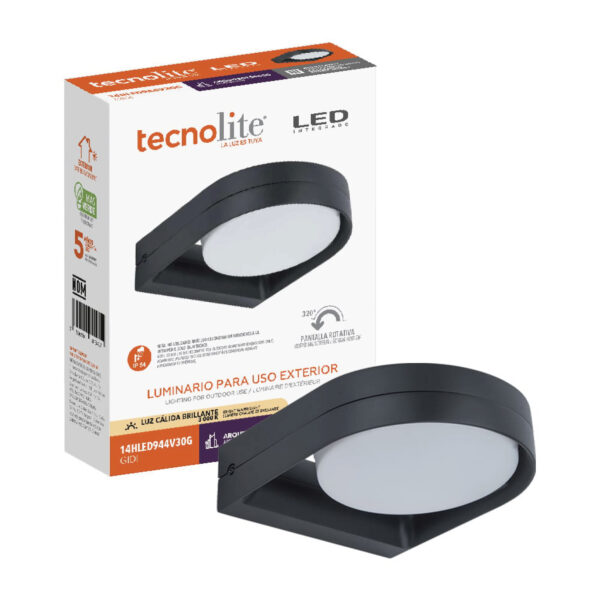 |LAMP-MURO. EXTERIOR GIDI 14W, 127V, 1100LM, IP54 GRIS OSC. - Imagen 3