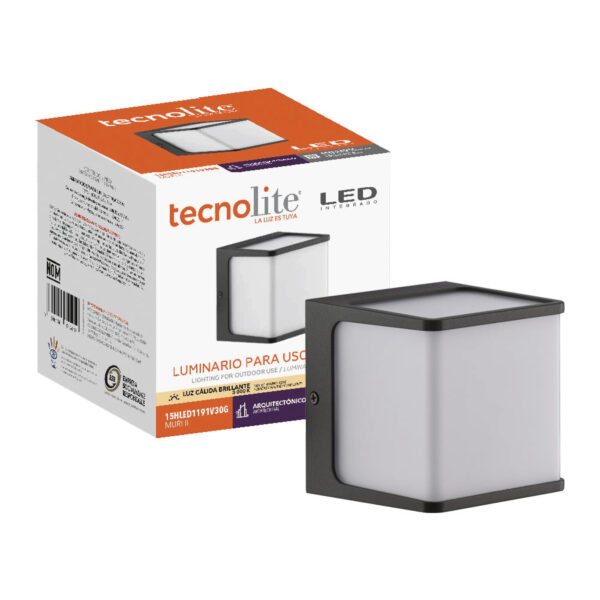 |LAMP-MURO. EXTERIOR, MURI II 15.5W, 127V, 1200LM, IP54 GRIS OSC. - Imagen 3
