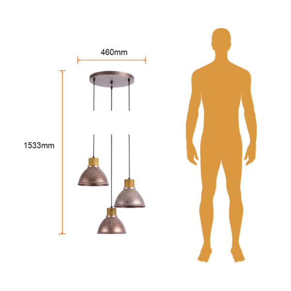 |LAMP-COLG. GLOAS II 60W Max, 100-240V, BASE E27X3 ROS 2/2 - Imagen 4