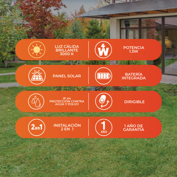 ESTACA LED SOLAR ZOLBENE I 1.3W, 3.7VCD, 145LM, 3000K NGRO - Imagen 4