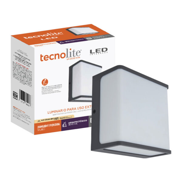 |LAMP-MURO. EXTERIOR, MURI I 20W, 127 V, 1500LM, IP54 GRIS OSC. - Imagen 3