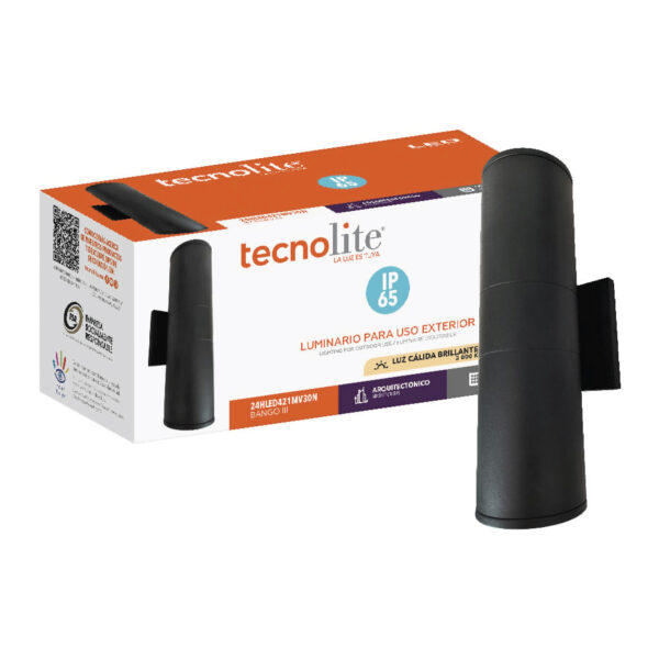 LAMP-MURO. EXTERIOR, BANGO III 24W, 100-240V, 1600LM, IP65 NGRO - Imagen 3
