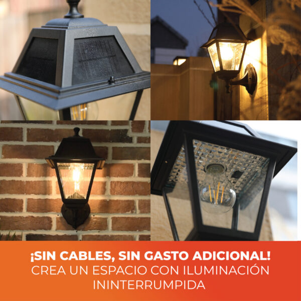 LAMP-MURO. EXTERIOR SOLAR SHAMSI 1.5W, 100LM, IP44, 3.7 VCD - Imagen 4