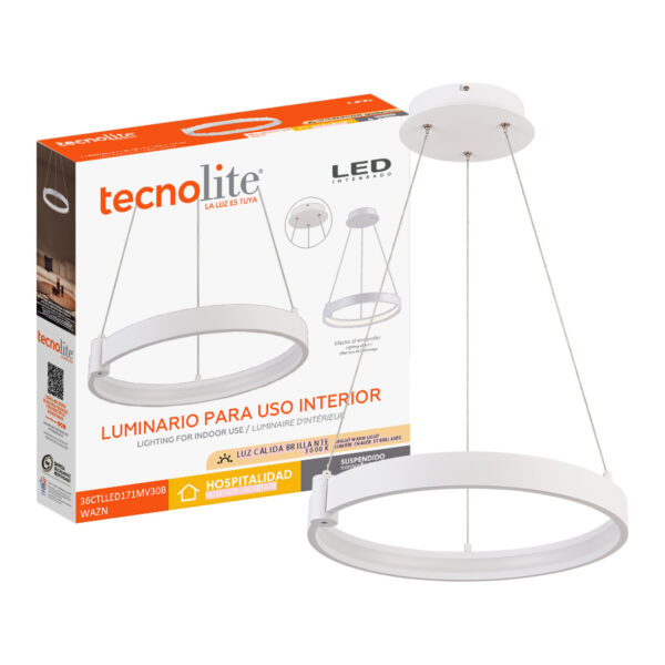 |LAMP. COLG. LED WAZN 36W, 100-277V,  2200LM, 3000K BCO - Imagen 3