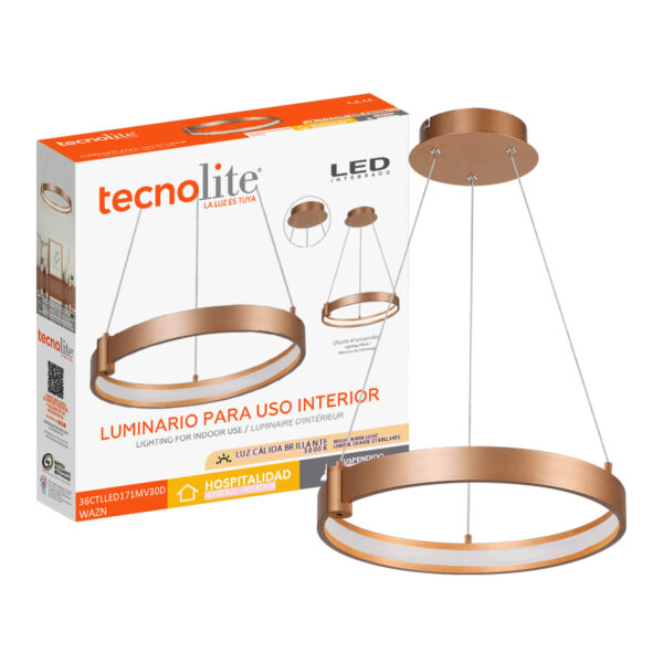 |LAMP. COLG. LED WAZN 36W, 100-277V,  2200LM, 3000K DRO - Imagen 2