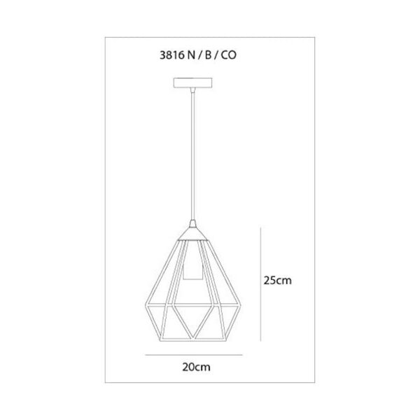 LUMINARIA COLGANTE METAL COLOR NEGRO 1X60W TALITHA - Imagen 2