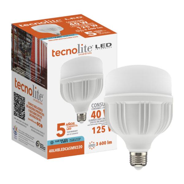 LAMPARA LED 40W 65K CRI 80 E27 - Imagen 3