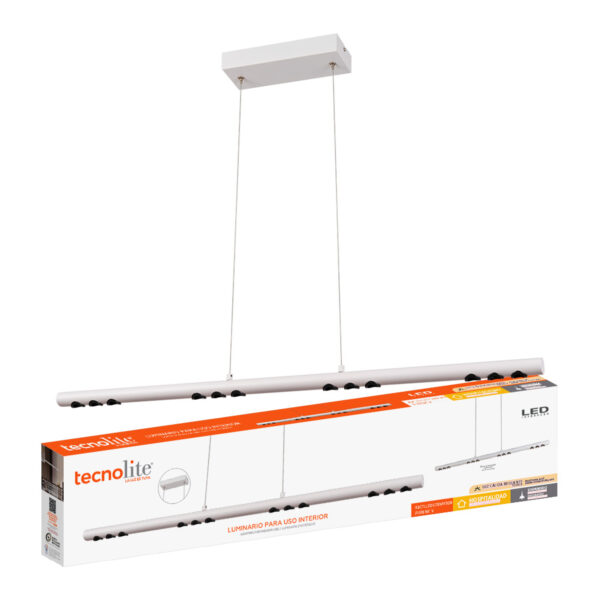 |LÁMPARA LINEAL COLGANTE LED ZUBENE V 94cm, 43W, 100-277V, 1500LM, 3000K BCO - Imagen 3