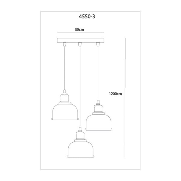 LUMINARIA COLGANTE CRISTAL/ANTIQUE 3X60W YUE - Imagen 2