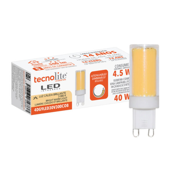 AMPOLLETA ATENUABLE, BASE G9, 4W, 127V, 325LM, 3000K - Imagen 3