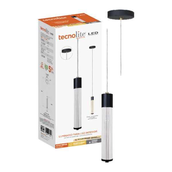LAMP-COLG. HADEUS I 5W, 100-240V,440LM, 3000K NGRO - Imagen 2