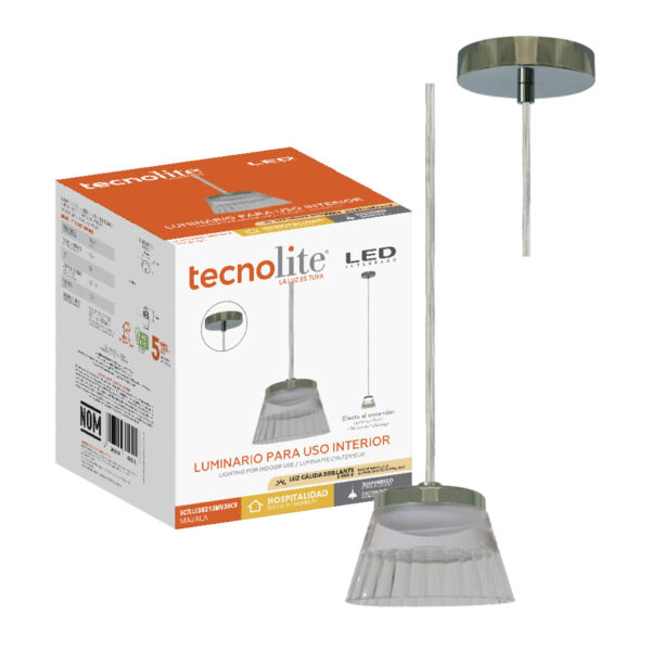 LAMP-COLG. MAZALA II  5.5W, 100-240V,450LM, 3000K CROMADO - Imagen 3