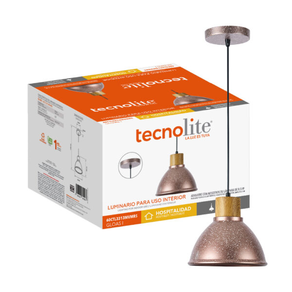 |LAMP-COLG. GLOAS I 60W Max, 100-240V, BASE E27 ROS 2/2 - Imagen 2