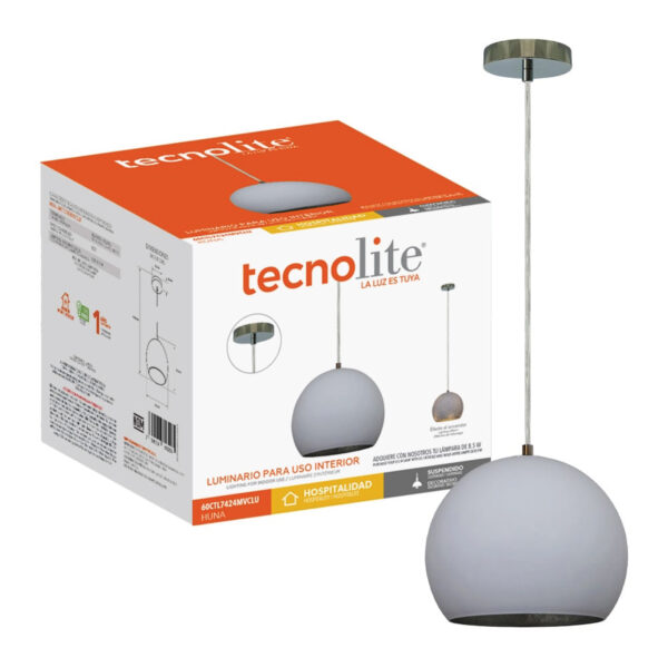LAMP-COLG. HUNA 60W MÁX., 100-240V, E27 BCO/PLATA  2/2 - Imagen 3