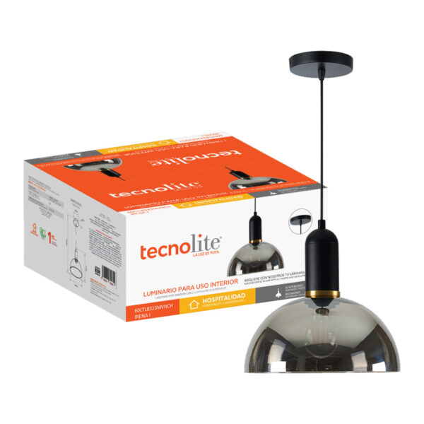 LAMP-COLG. IRENA I 60W MAX, 100-240V, BASE E27 CRISTAL/HUMO 2/2 - Imagen 3