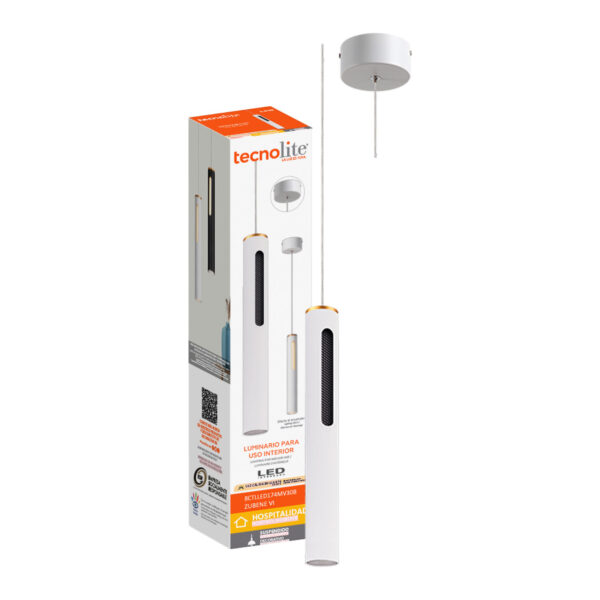|LÁMPARA LED COLGANTE 1.50m, ZUBENE VI 8W, 100-277V, 370LM, 3000K BCO - Imagen 3
