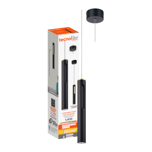 |LÁMPARA LED COLGANTE 1.50m, 8W, ZUBENE VI 100-277V, 370LM, 3000K  NGRO - Imagen 2