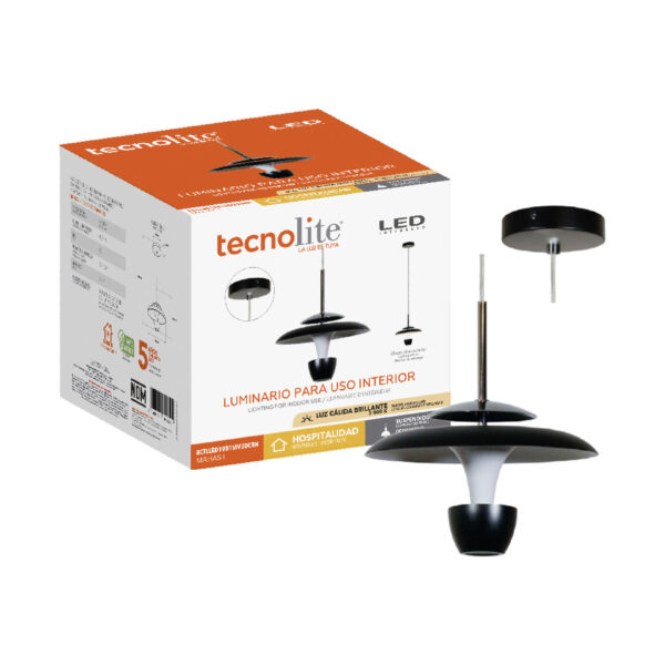 |LAMP-COLG. MAHAS I 8W, 100-240V, 480LM, 3000K NGRO - Imagen 3