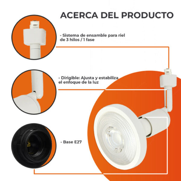 RIEL DIR. 90W 127V PAR38 YS-399/B - Imagen 4
