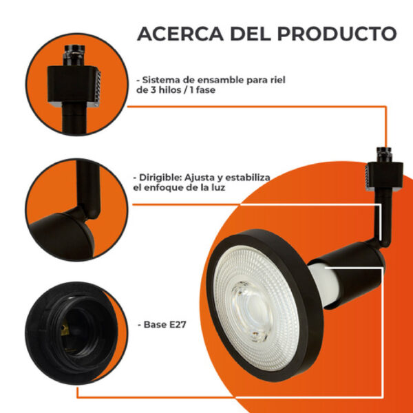 RIEL DIR. 90W 127V PAR38 YS-399/N - Imagen 4