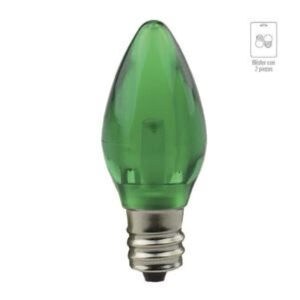 BOMBILLA MINIATURA C7 DE LED- BASE E12- 1W- 127V-  VERDE