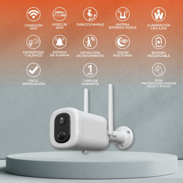 |CÁMARA EXTERIOR WIFI, 1080P 4.5W, 500LM, 6500K, MICRÓFONO Y ALTAVOZ, VISIÓN NOCTURNA, Y DETECTOR DE MOVIMIENTO - Imagen 3