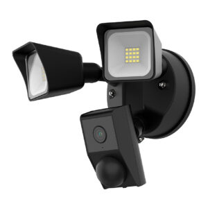 |CÁMARA EXTERIOR WIFI, C/DOBLE LÁMPARA INTEGRADA 25W, 100-240V, 2300LM, 6500K VIDEO HD 1920X108P, AUDIO 2 VÍAS, VISIÓN NOCTURNA Y DETECTOR DE MOVIMIENTO NGRO
