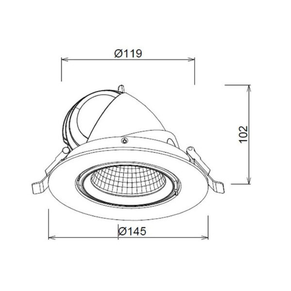|Lampara downlight retractil LED Empotrable, 35W 3000K - Imagen 2