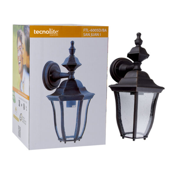 FAROL PARED 100W 127V E26 BRONCE ANTIGUO FTL- - Imagen 2