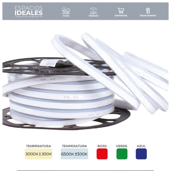 MANGUERA FLEXIBLE LED NEON 5050SMD 127V IP65 10 METROS - Imagen 2
