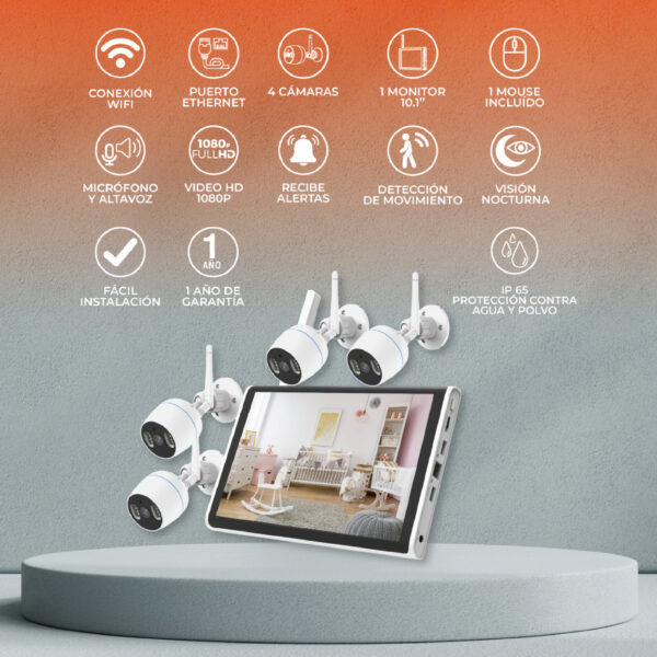 SISTEMA MONITOREO WIFI INTERIOR/EXTERIOR ONLOOKER-AUDIO 2 VIAS, VIDEO HD 3MP, IP65- BCO - Imagen 3