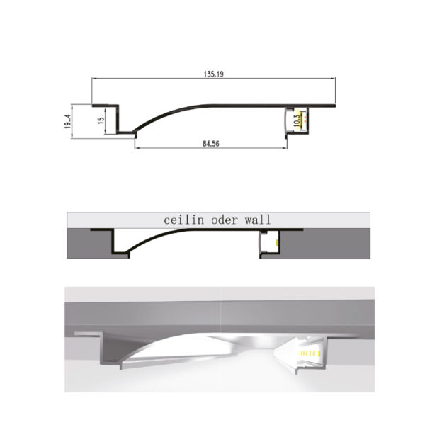 |Perfil Lineal Aluminio Para Incrustar En Enjarre Con Difusor - Imagen 2