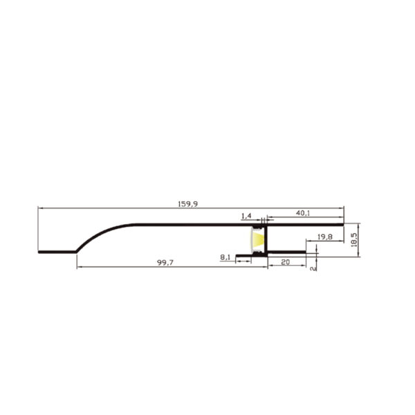 |Perfil Lineal de Aluminio Empotrado en Plafon con difusor - Imagen 2