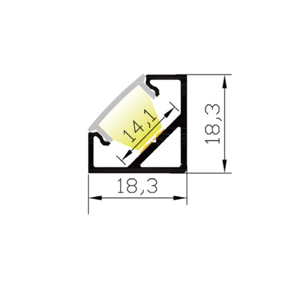 |Perfil lineal de aluminio para esquina con difusor - Imagen 2