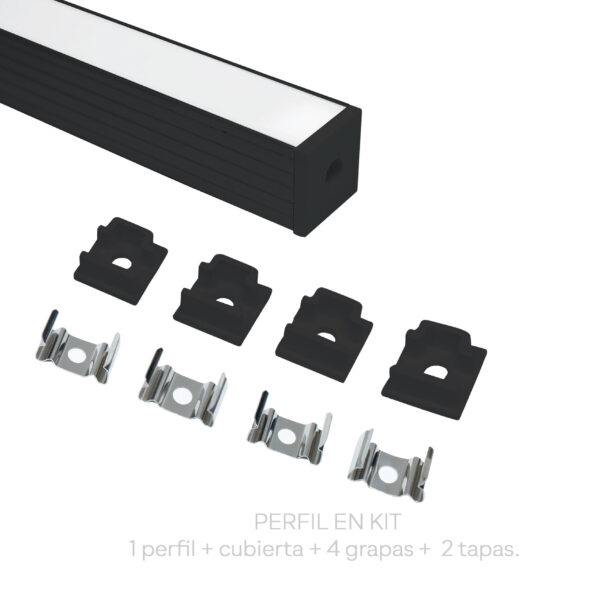 KIT DE PERFIL LINEAL PARA SOBREPONER EN COLOR NEGRO - Imagen 3