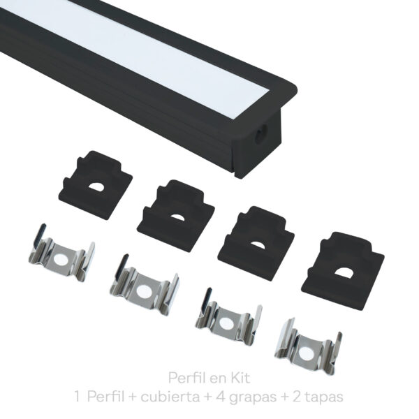 KIT DE PERFIL LINEAL PARA EMPOTRAR EN COLOR NEGRO - Imagen 3
