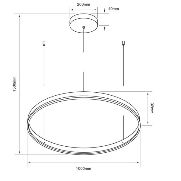 LAMP-COLG. LED MARTINICA PENSIL 100 70W, 127V, 2400LM, 3000K NGRO - Imagen 3