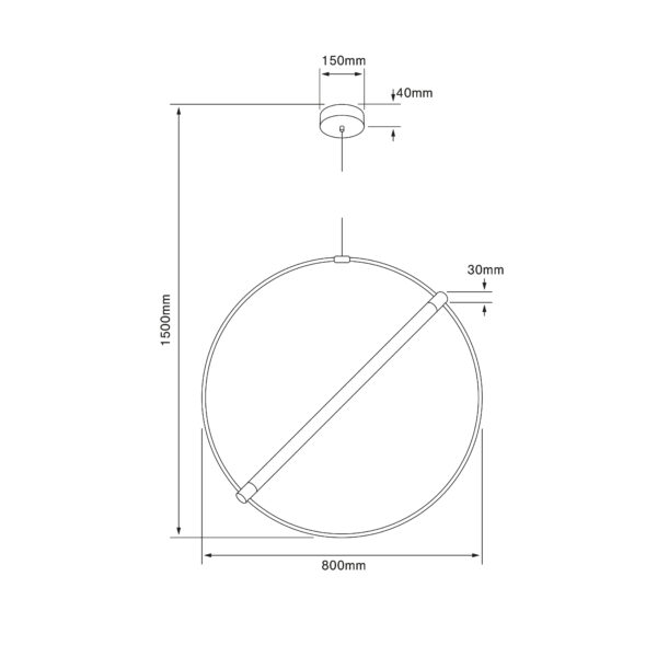 LAMP-COLG. LED ISQUIA PENSIL 26W, 100-277V, 1200LM, 3000K NGR - Imagen 2