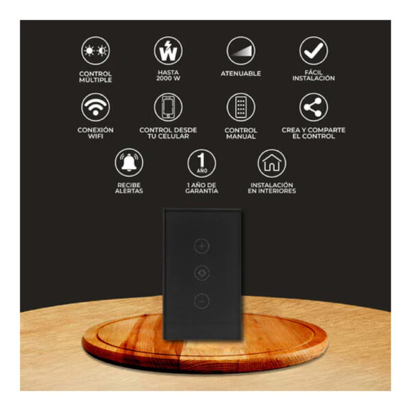 |INTERRUPTOR DE LUZ INTELIGENTE CREATOR IV, 3 BOTONES TÁCTILES, WI-FI, NGRO - Imagen 3