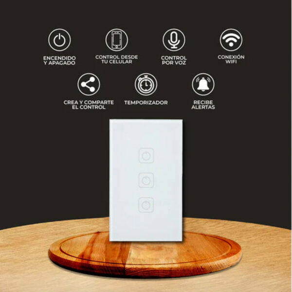|APAGADOR INTELIGENTE WIFI,  3 BOTONES TÁCTILES, S/NEUTRO CREATOR SN III BCO - Imagen 3