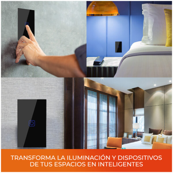 |INTERRUPTOR DE LUZ INTELIGENTE, 1 BOTÓN TÁCTIL, WI-FI, NGRO - Imagen 4