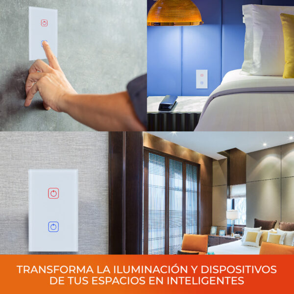 |INTERRUPTOR DE LUZ INTELIGENTE, 2 BOTONES TÁCTILES, WI-FI, BCO - Imagen 4